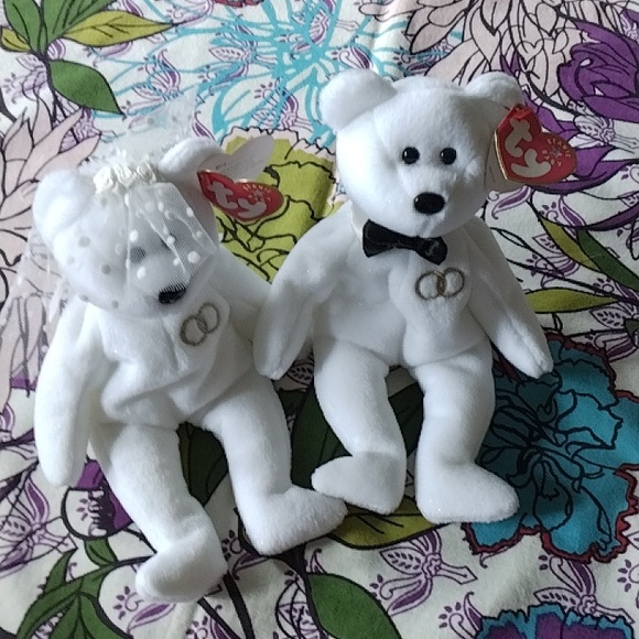 Ty "Mr and Mrs" Teddy Bear Beanie Baby Bundle - Picture 12 of 12